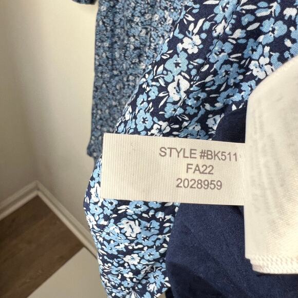 J. Crew Blue Floral Cotton Long Sleeve Mini Dress Size XL - Picture 4 of 10